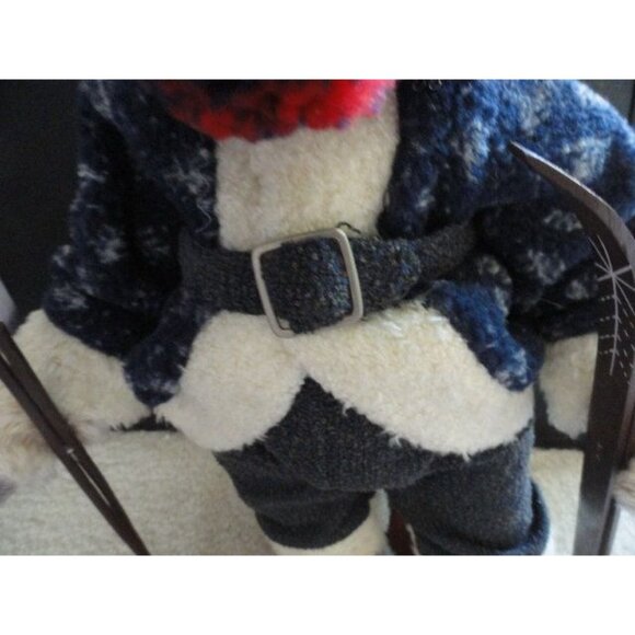 Vtg Plush Teddy Bear With Alpine Snow Skis & Poles 18″ Winter Scarf Stocking Cap - Picture 4 of 9